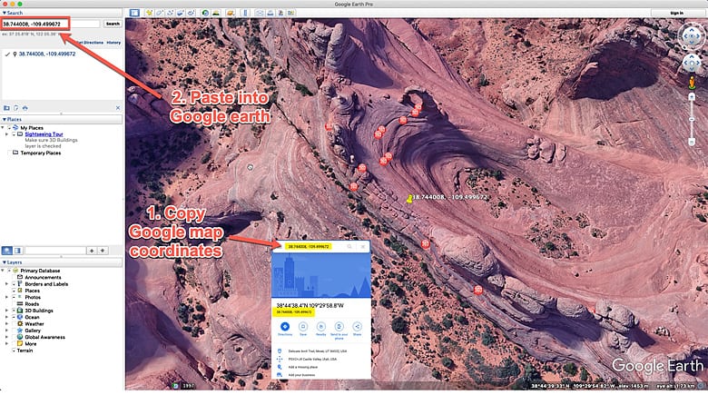 google earth pic if utah delicate arch