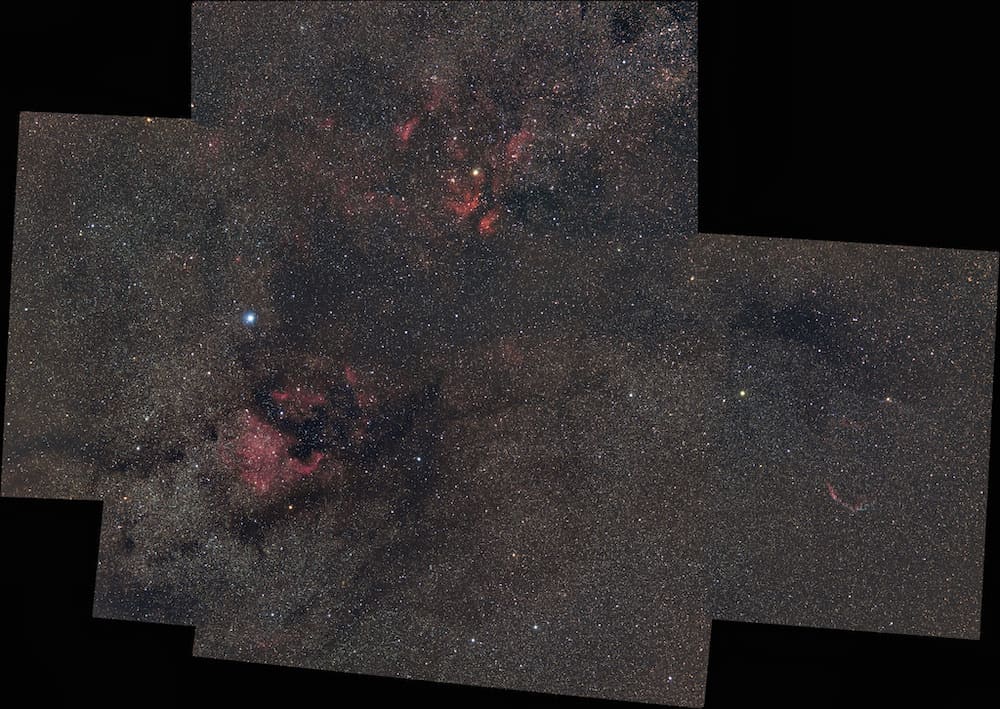 5 panels mosaic of part of the Cygnus Constellation