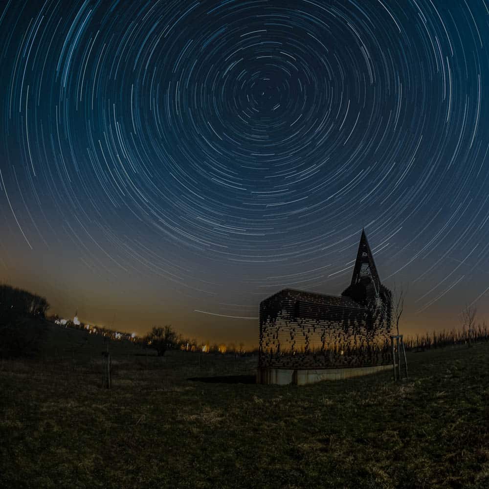 classic star trails rotating around the north celestial pole