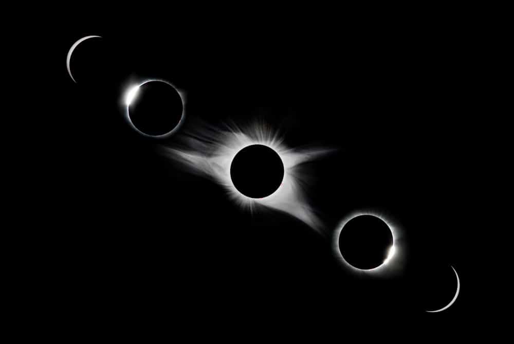 a solar eclipse going through the stage of totality