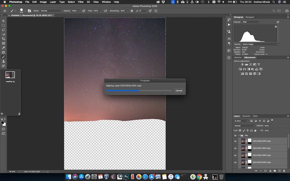 photoshop Auto-align process in action