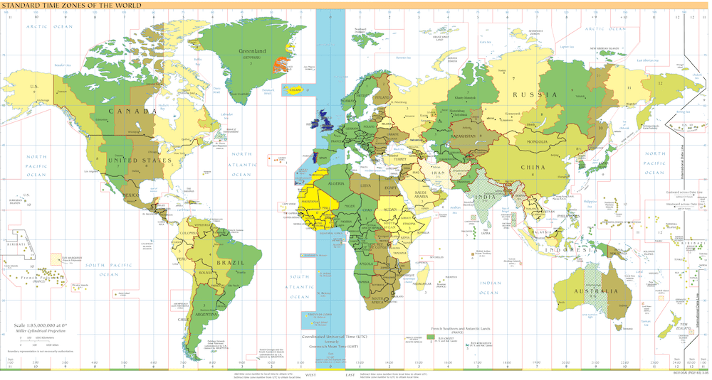 time zones throughout the world