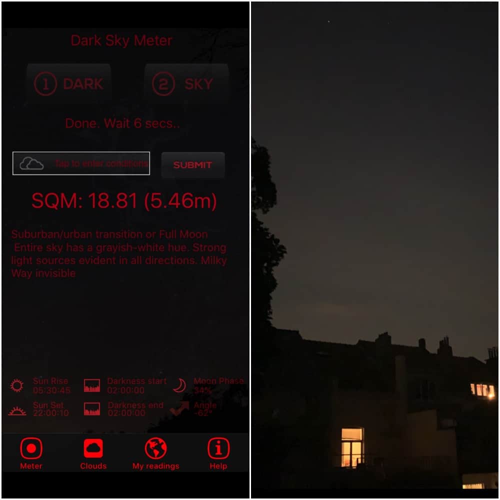 Dark Sky Meter app
