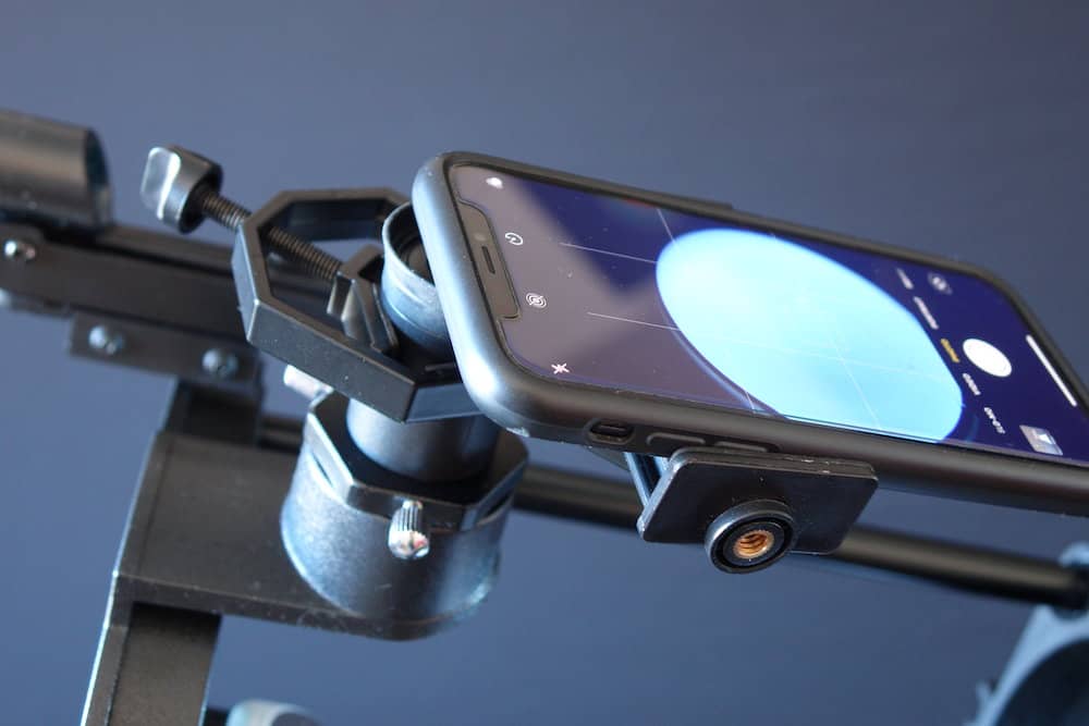 connect iPhone to the eyepiece of SkyWatcher Heritage 130p