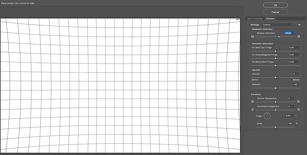 Simulation of pincushion distortion