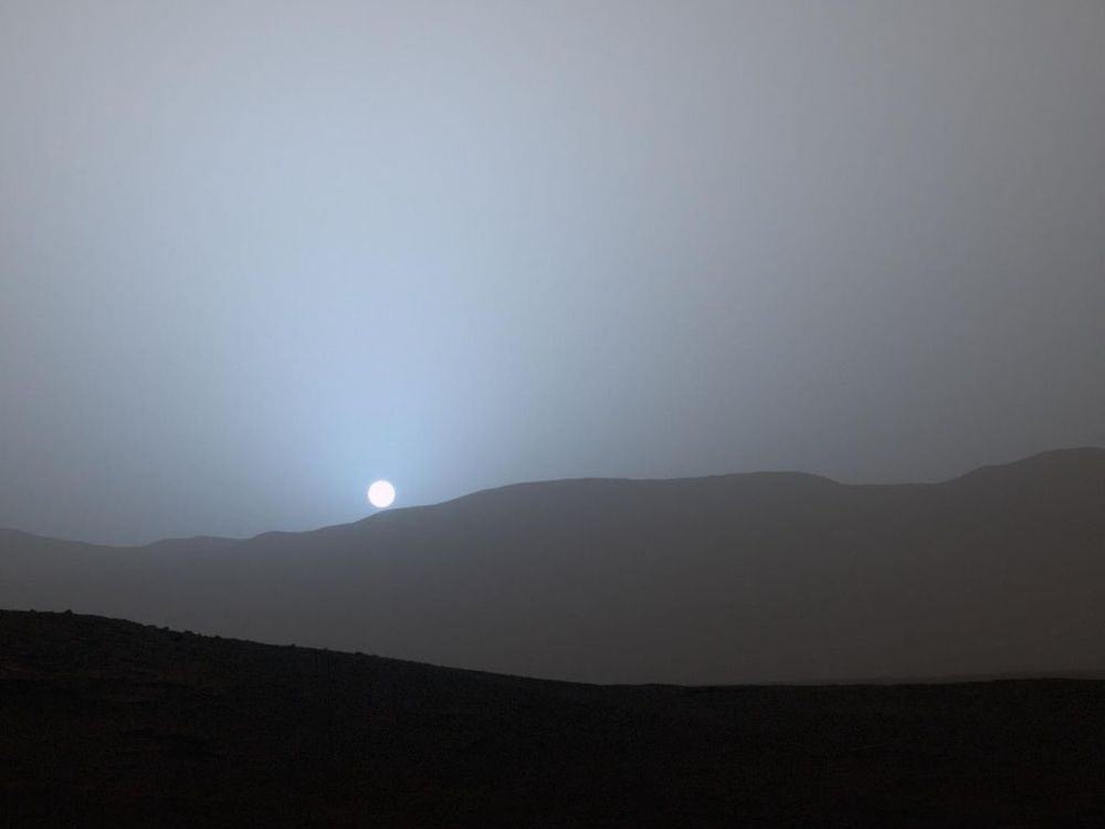 blue sunset at Mars Gale Crater