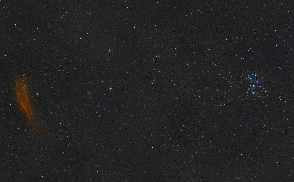 California Nebula and Pleiades