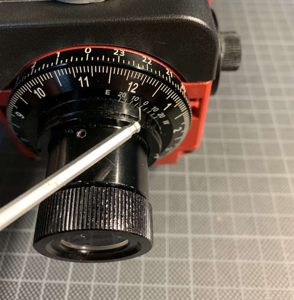 Meridian Indicator engraved on the side of the Polar Scope