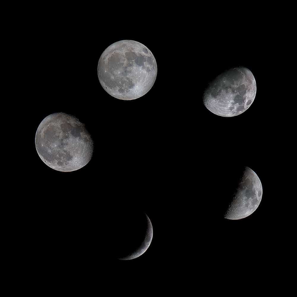 The Moon's brightness changes for the different lunar phases