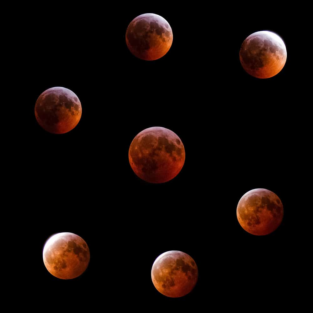 The unfolding of the total lunar eclipse in January 2019