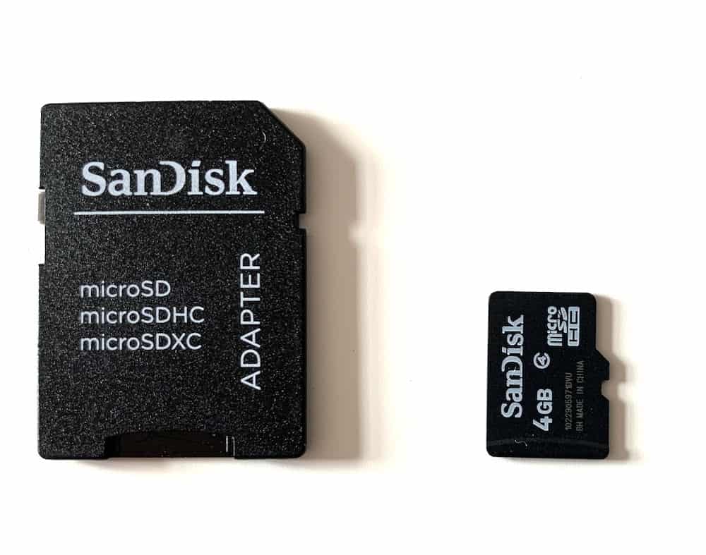 A microSD card with an SD adapter