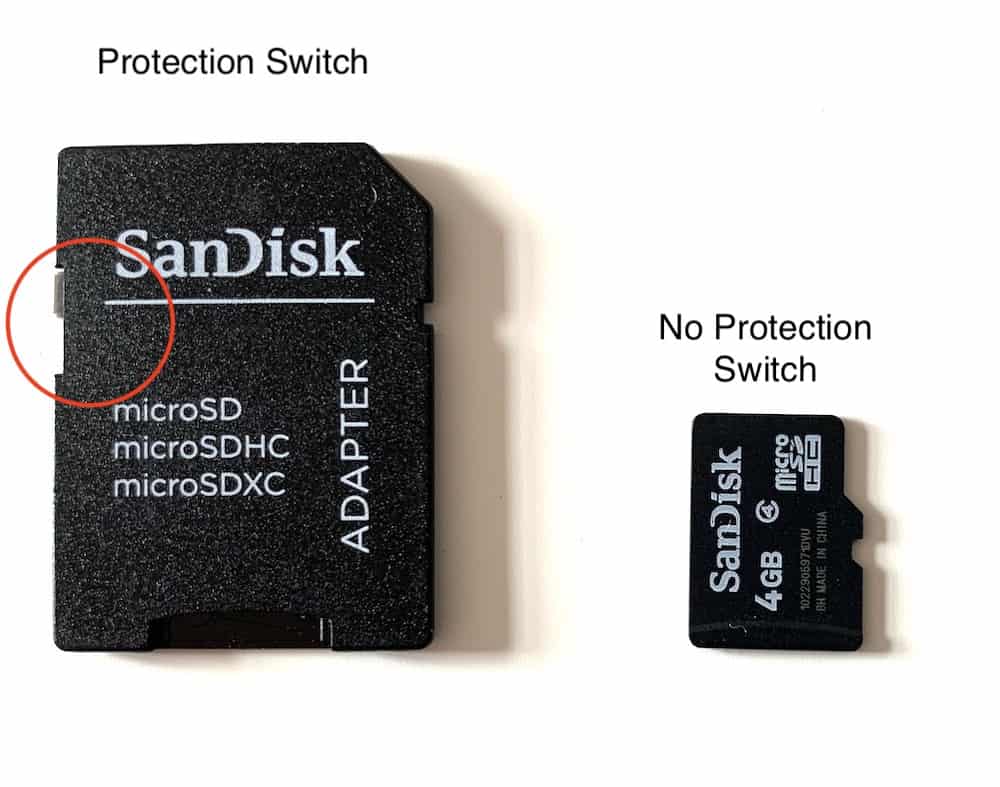 SDmicroSD adapters feature the write protection switch