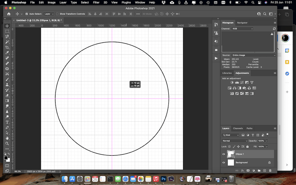 Centering the central shape in the canvas.