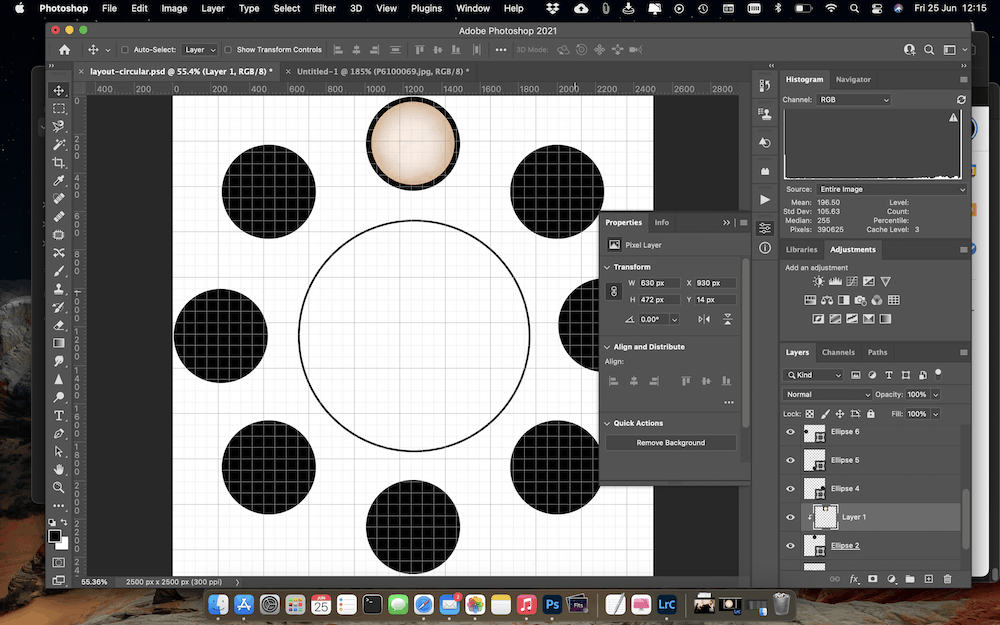 The first image in the eclipse timeline is all set, nicely centered in the shape at the top of the collage.