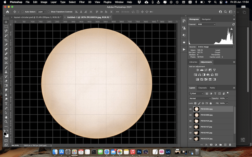 The new document contains the loaded images in separate layers.