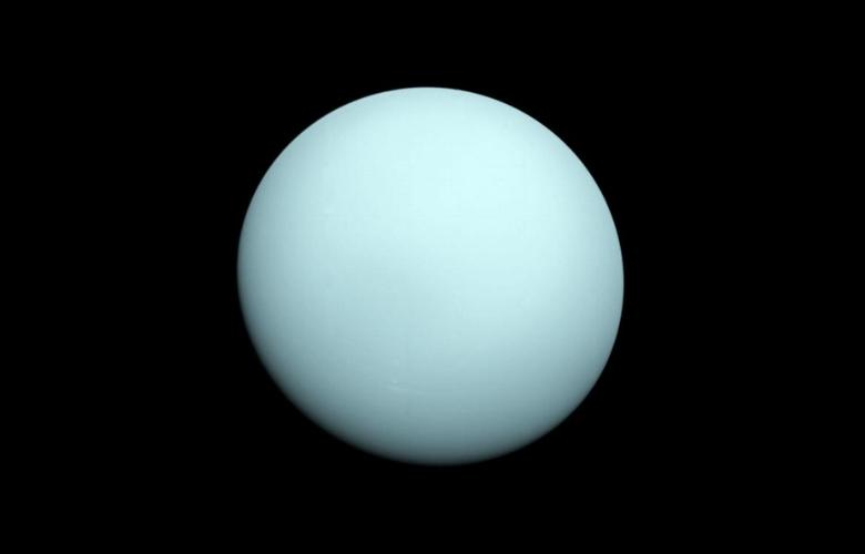 An image of Uranus taken by the Voyager 2 spacecraft in 1986.