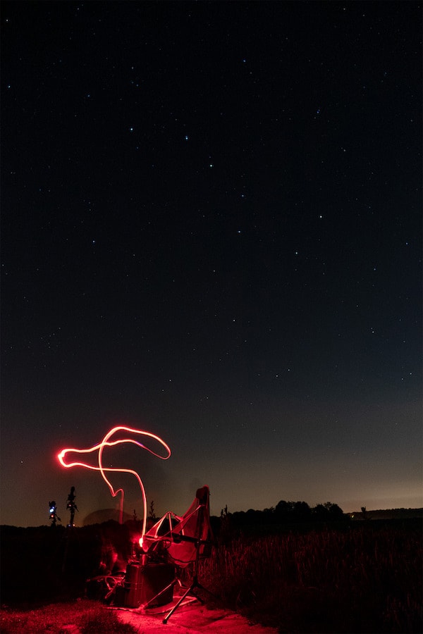 Long exposure selfie during an imaging session in the field under the big dipper.