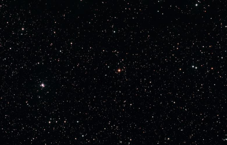 In the image's center, VY Canis Majoris can be seen.