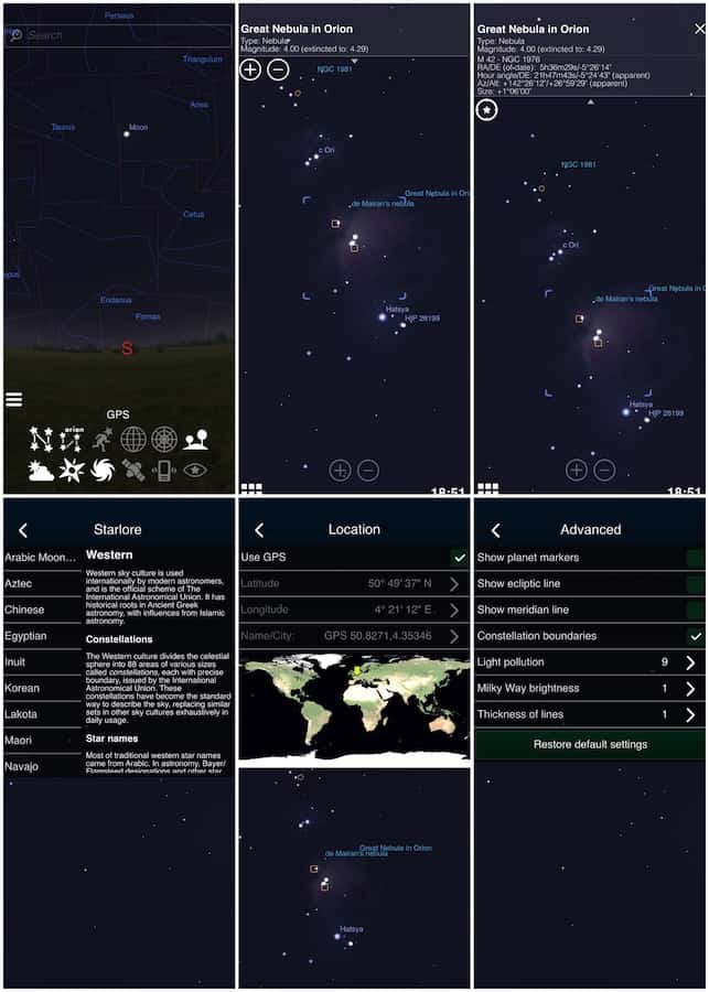 An overview of Stellarium MOBILE interface