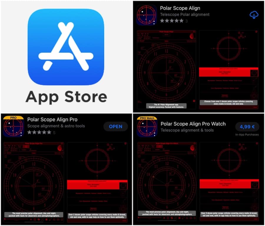 Polar Scope Align comes in three different versions, but is only for Apple iPhones and iPads.