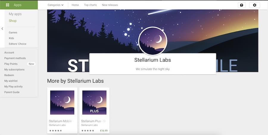 Stellarium on the Google Play store